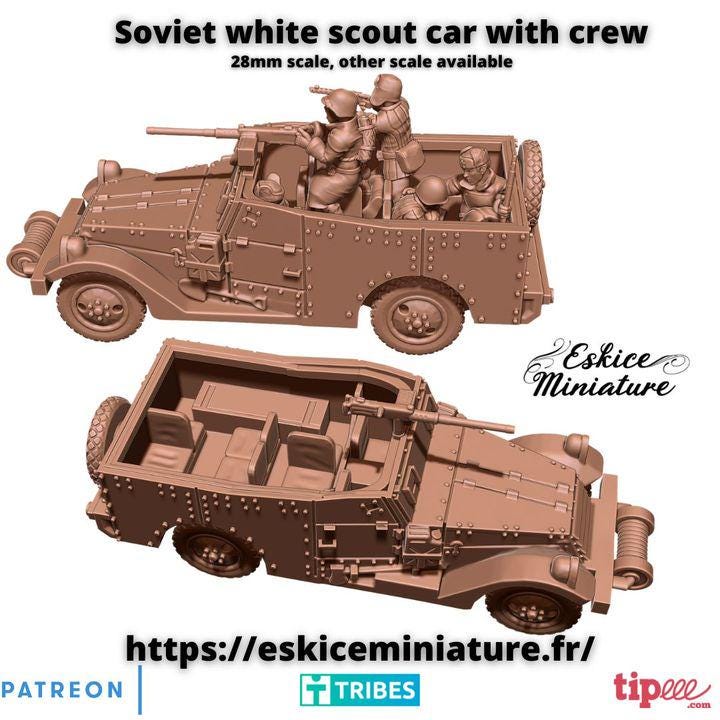 
Soviet White Scout Car WW2 – 15mm 20mm 28mm 32mm 1 35 Scale – Armored Recon Vehicle – Eskice Miniature
