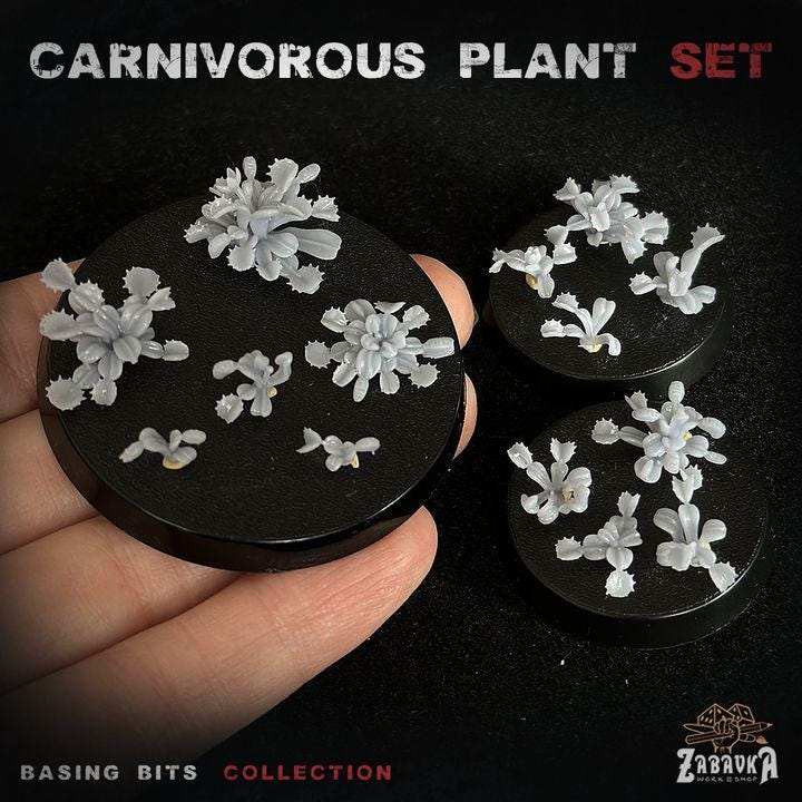 
15pc Carnivorous Plant Basing Bits (Plants) 28mm/32mm Scale Scatter Terrain Basing Materials Sub-Tropical Jungle Flora Scenery ElementsZbW