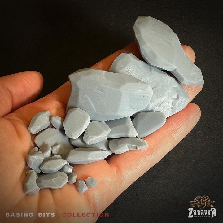 
29pc Stones - Basing Bits 28mm/32mm Fantasy Wargaming TTRPG Basing Materials Natural Geological Stones Scatter Terrain Mountain SceneryZbW