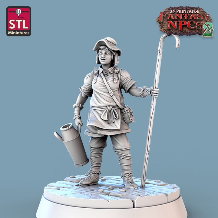 
Milk Man Set, Milk Vendor, DnD Market, Dungeons and Dragons, Cart Miniature, TTRPG Fantasy, 28mm 32mm Scale, Townsfolk, Market Stall Mini