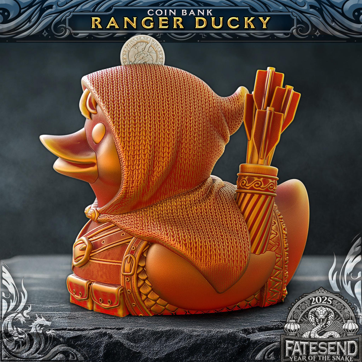 
Ranger Ducky Coin Bank – Fantasy Duck Adventurer Savings Jar – DnD-Inspired Tabletop Decor & Gift, FatesEnd