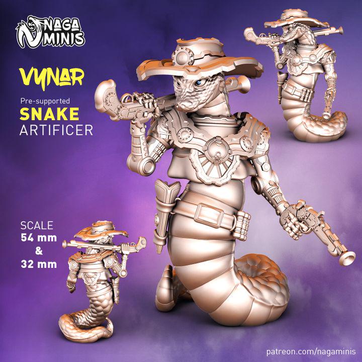 
Snake Folk Artificer Dungeons and Dragons  28mm 32mm D&D Wargame Miniatures for Dioramas TTRPG Fantasy - Nm