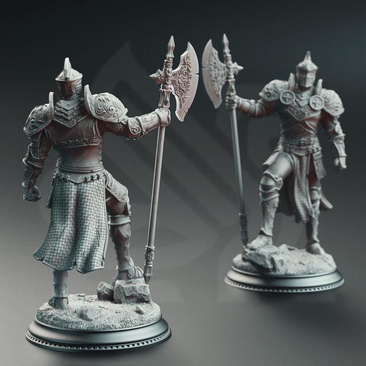 
Knight Miniature Dungeons and Dragons 28mm/32mm/38mm Mini RPG Soldier Tabletop Miniature Pathfinder 5e DnD Fighter Set Claudius - DmS