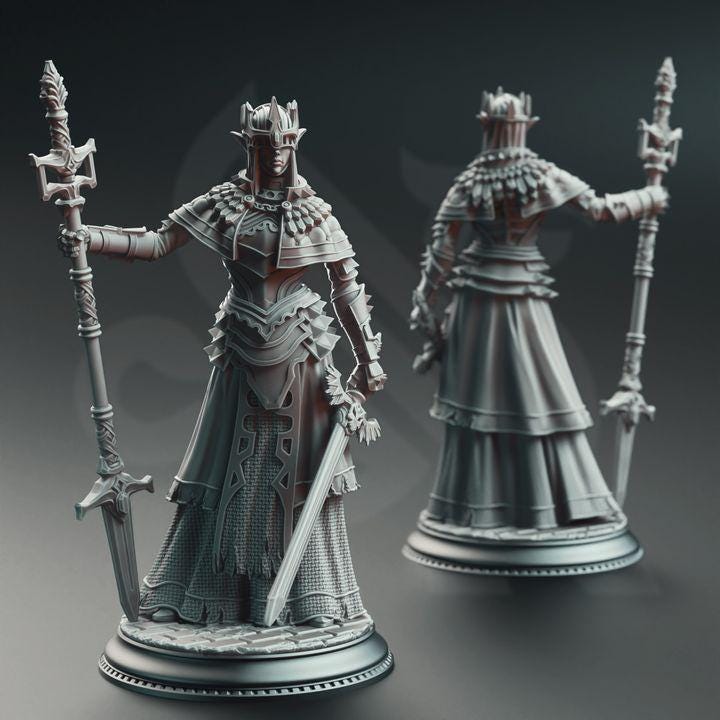 
Half Elf War Maiden Cleric Mini Dungeons and Dragons 28mm/32mm/35mm Mini RPG Tabletop Miniature DnD Painting Pathfinder 5e DnD Evana - DmS