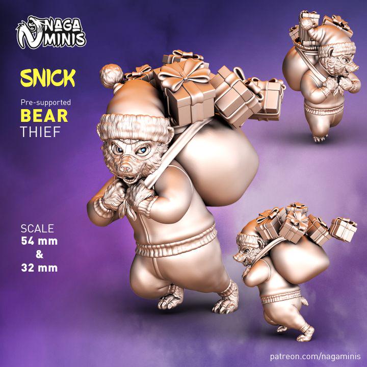 
Bear Folk Thief Dungeons and Dragons  28mm 32mm D&D Wargame Miniatures for Dioramas TTRPG Fantasy - Nm