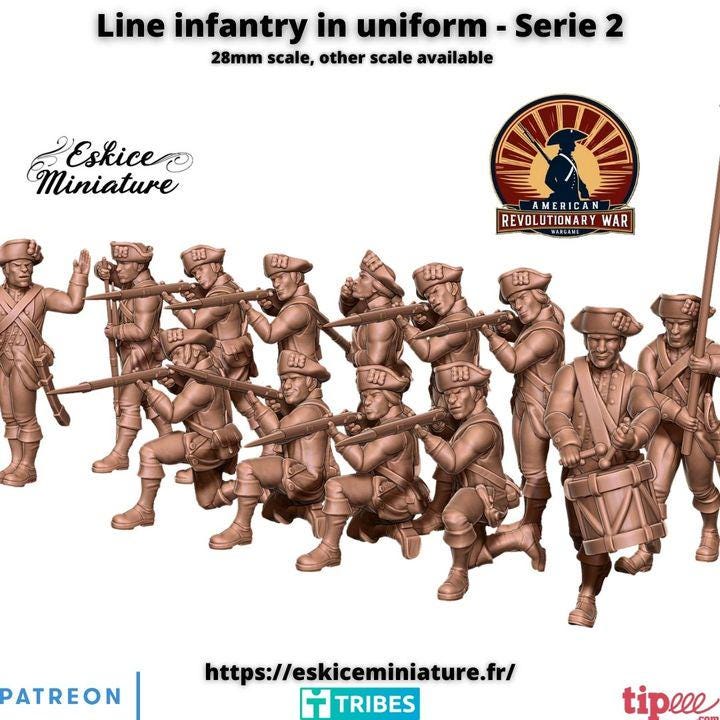 
13pc Infanterie in Uniform Firing Revolutionary War – 15mm 20mm 28mm 32mm 1 35 Scale – Historical Miniature Figure – Eskice Miniature