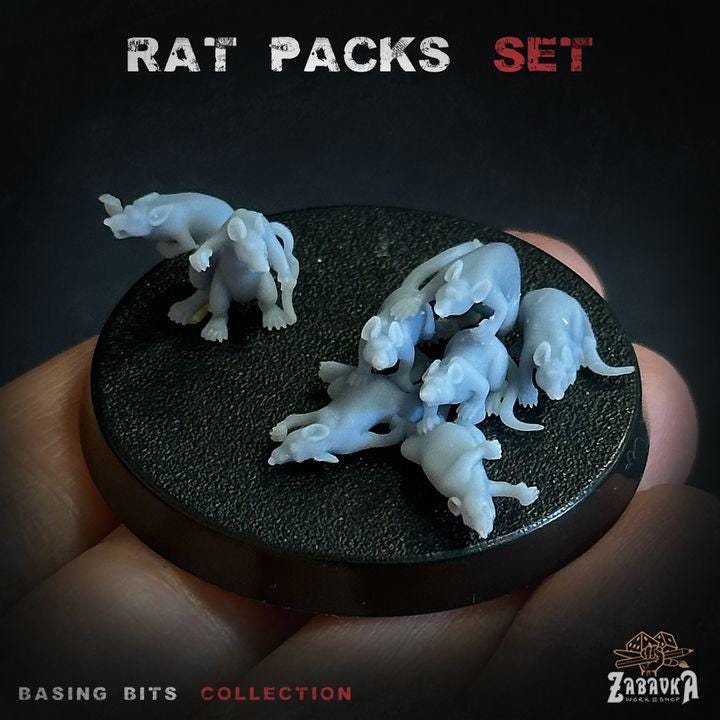
13pc Rat Swarm Miniature Set DnD Dungeons and Dragons 28mm/32mm Scale TTRPG Scatter Terrain DnD Monsters Enemy Encounter Pathfinder Fantasy