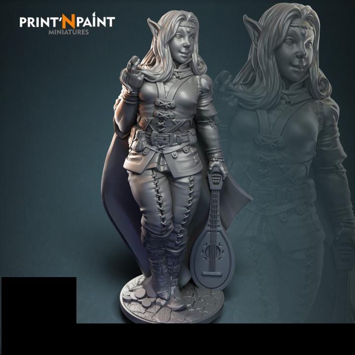 
Marelen Elvish Poet Miniature – Dungeons and Dragons DnD 5e Pathfinder RPG Tabletop Fantasy Figure –PnP