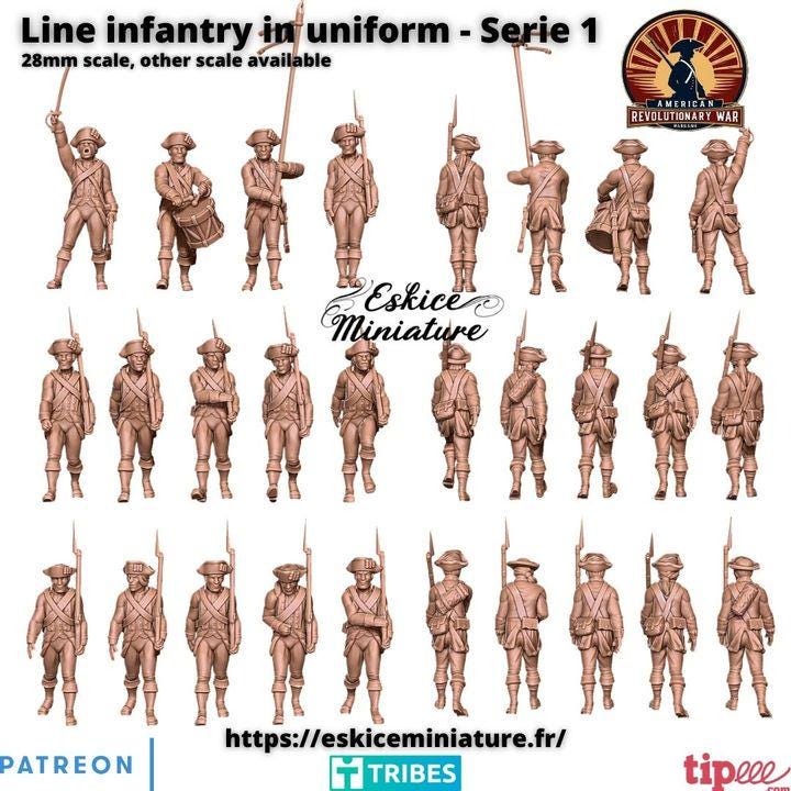 
14pc Infanterie in Uniform Walking Revolutionary War – 15mm 20mm 28mm 32mm 1 35 Scale – Historical Miniature Figure – Eskice Miniature