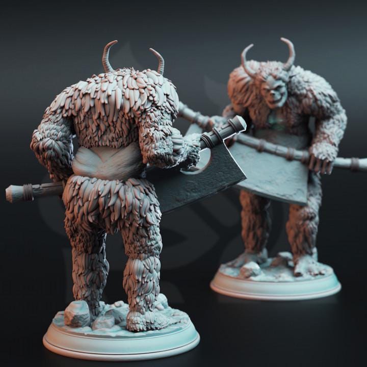 
3pc  Snow Trolls Tulva Drolls DnD Trolls Dungeons and Dragons 28mm/32mm TTRPG Fantasy Wargame Miniature DnD 5e Pathfinder Beasts