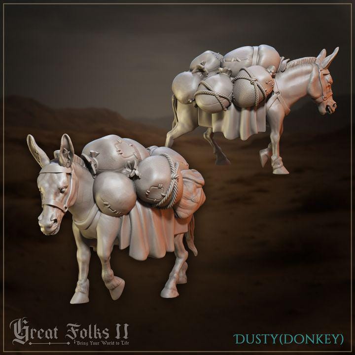 
4pc Sand Nomads NPCs for Dungeons and Dragons 28mm/32mm TTRPG Diorama Miniature RPG Townsfolk Figurines Donkey Miniature Desert NPCs - GG