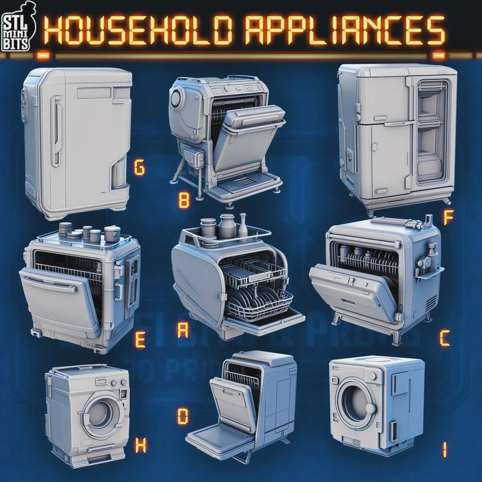 
Sci-fi Household appliances for Dungeons and Dragons 28mm/32mm Basing Bits DnD Scatter Terrain Scenery  D&D TTRPG Mini Basing Material - STL