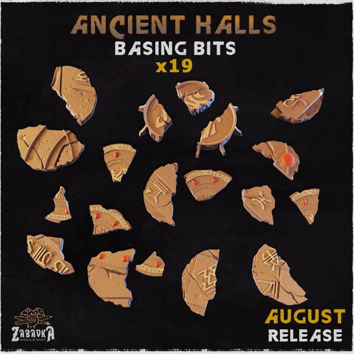 
19pc Ancient halls basing for Dungeons and Dragons 28mm/32mm Basing Bits DnD Scatter Terrain Scenery Scatter D&D TTRPG Mini Basing - ZbW