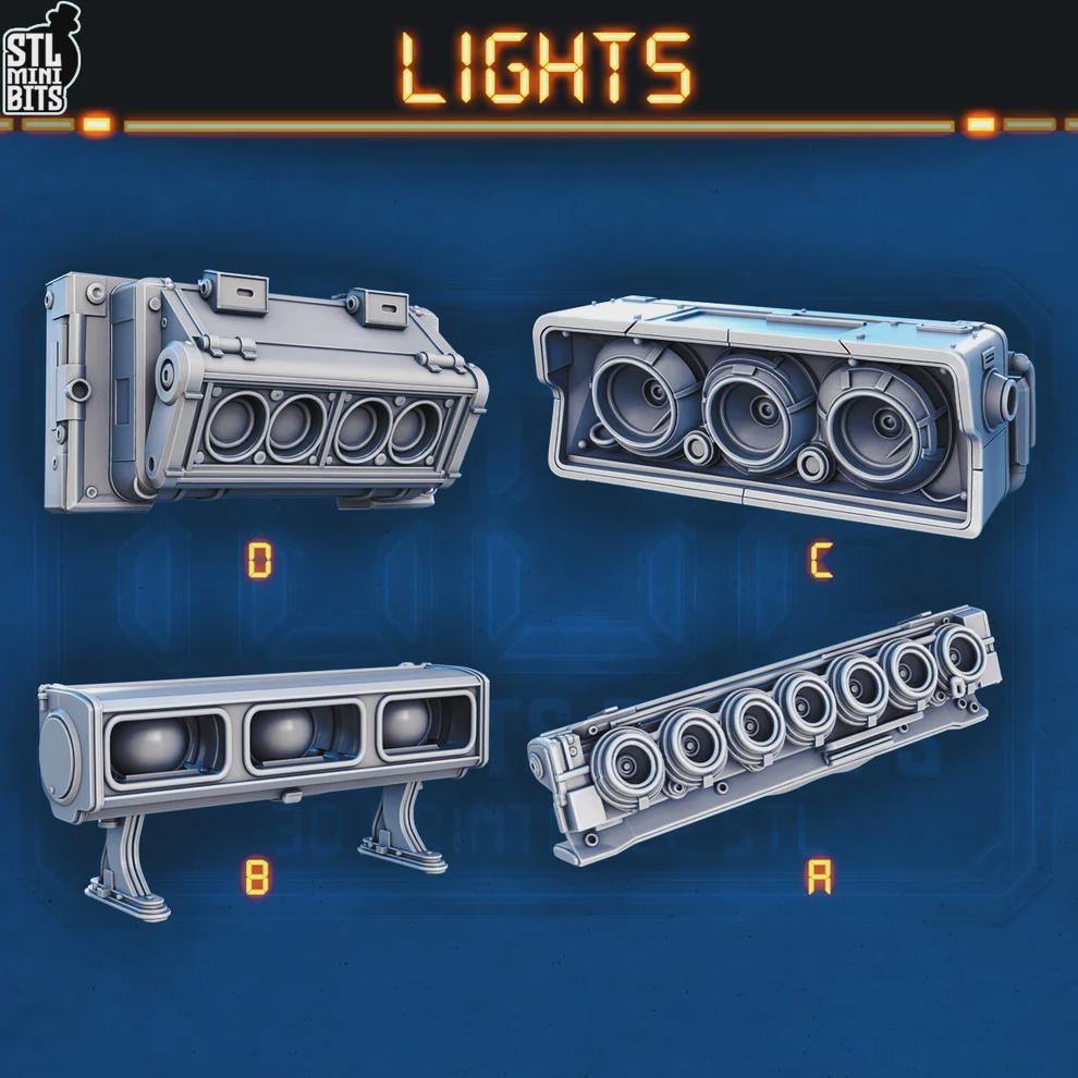 
Sci Fi Lights for Dungeons and Dragons 28mm/32mm Basing Bits DnD Scatter Terrain Scenery  D&D TTRPG Mini Basing Material - STL