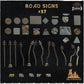 
37pc Road Signs (Basing Bits 2.0) 28mm/32mm TTRPG 40K Post-apoc Wargaming Basing Materials Dystopian City Road Sign Scenery ElementsZbW