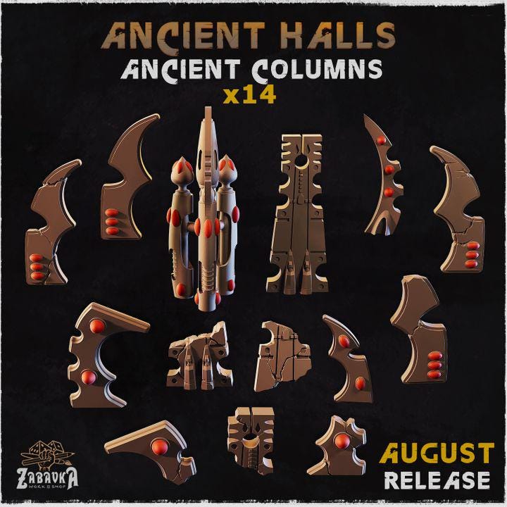 
14pc Ancient Hall Columns for Dungeons and Dragons 28mm/32mm Basing Bits DnD Scatter Terrain Scenery Scatter D&D TTRPG Basing Material - ZbW