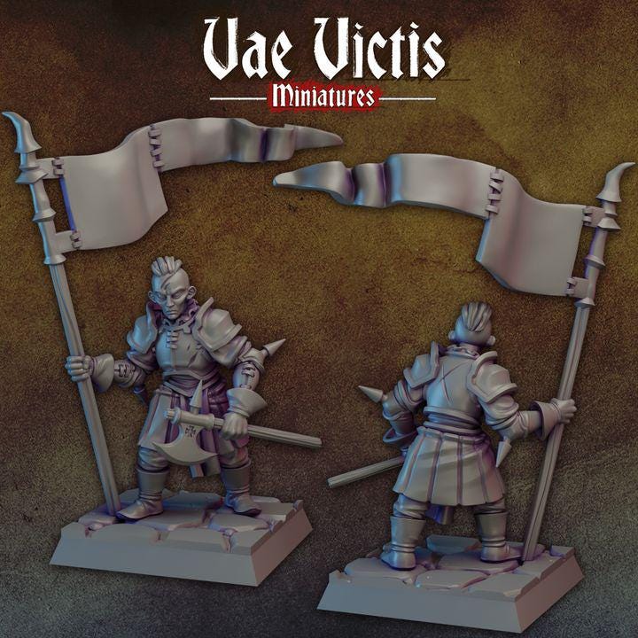 
Flag Bearer Warrior for DnD Dungeons and Dragons 28mm/32mm Scale Human Fighter for Fantasy Wargames and Tabletop RPGs Bannerman