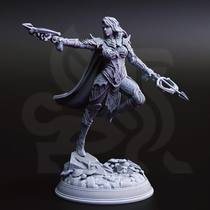 
Female Drow Assassin Dungeons and Dragons 28mm/32mm/38mm Mini RPG Tabletop Miniature DnD Painting Pathfinder 5e DnD Vakara N'Thara - DmS