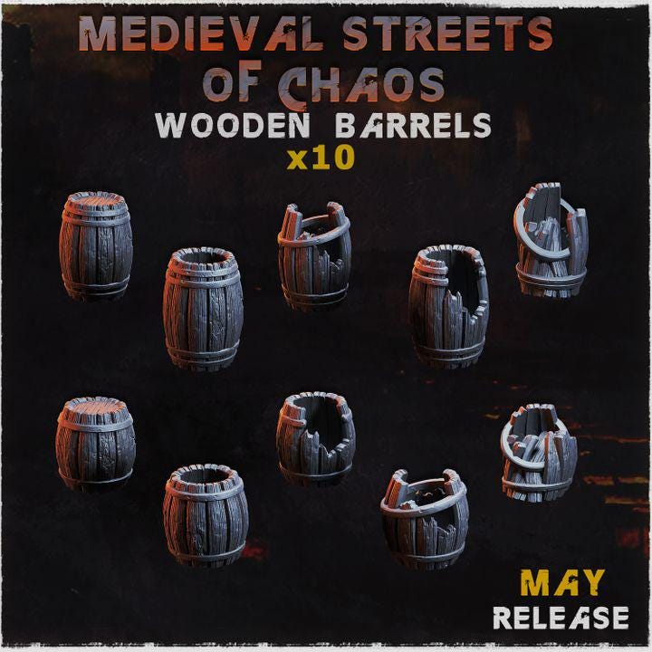 
10pc Wooden Barrel Miniatures Dungeons and Dragons 28mm/32mm Basing Bits Scatter Terrain Scenery Scatter TTRPG Mini Basing Material - ZbWZbW