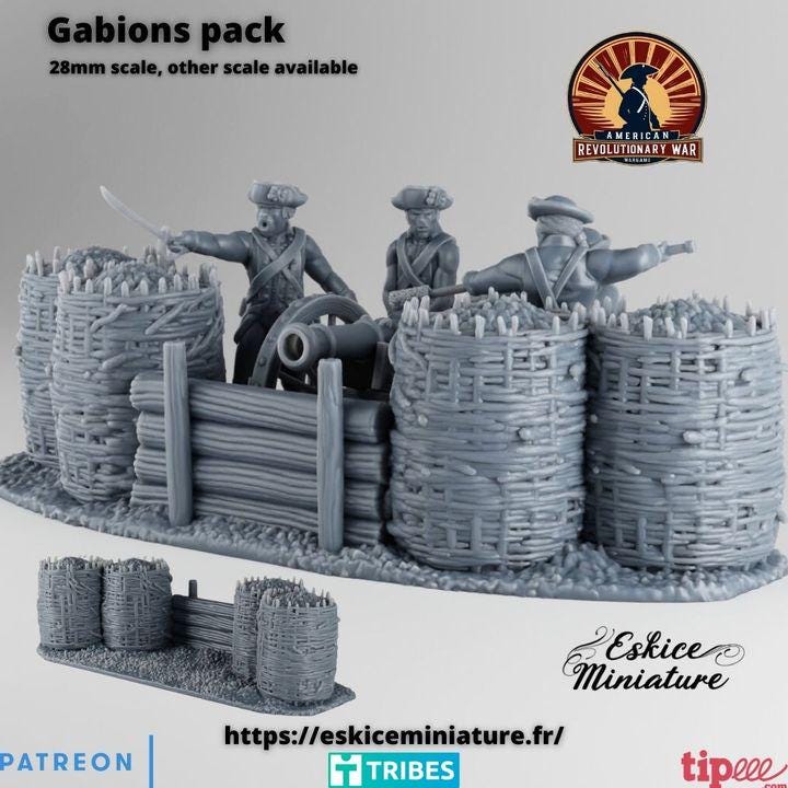 
Gabions Defensive Terrain 15mm 20mm 28mm 32mm 1 35 Scale Historic Wargaming Scatter Terrain for Dioramas and Battlefields, Eskice Miniature