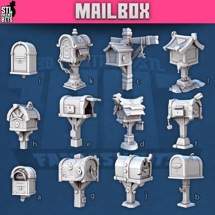
Mail Box Miniature(s) for Dungeons and Dragons 28mm/32mm Basing Bits DnD Terrain Scenery Scatter D&D TTRPG Mini Basing Material - STL