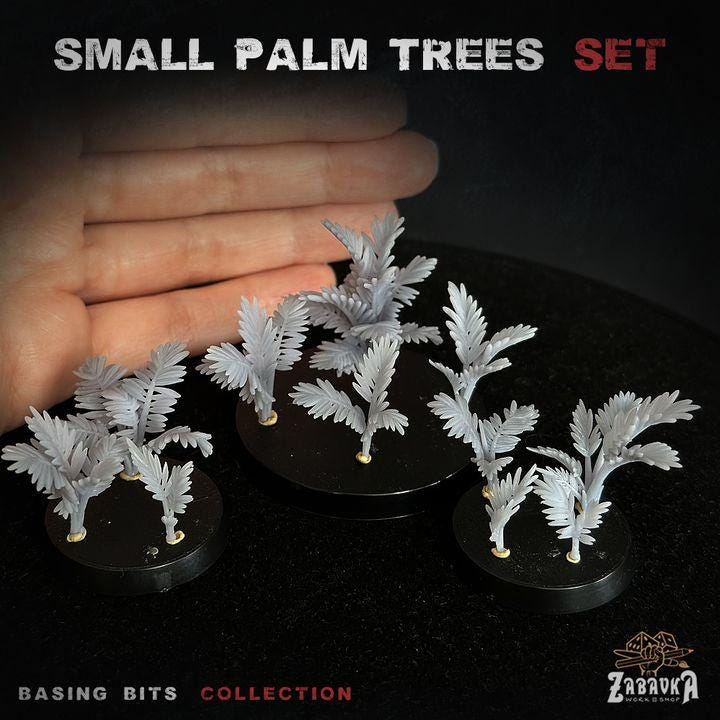 
15pc Palm Trees - Basing Bits (Plants) 28mm/32mm Fantasy Battlefield Basing Tropical Jungle Scenery Elements TTRPG Forest Garden ScatterZbW