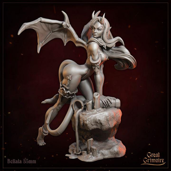 
Female Devil Miniature for Dungeons and Dragons 28mm/32mm TTRPG Devil Book Figurine Beliala - GG