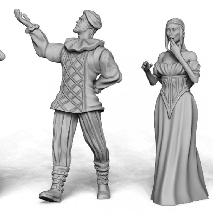 
9pc Nobles Set DnD Dungeons and Dragons TTRPG Townsfolk NPCs King Miniature Fancy Figurines Palace Figurine NPCs - Fantasy Tavern District