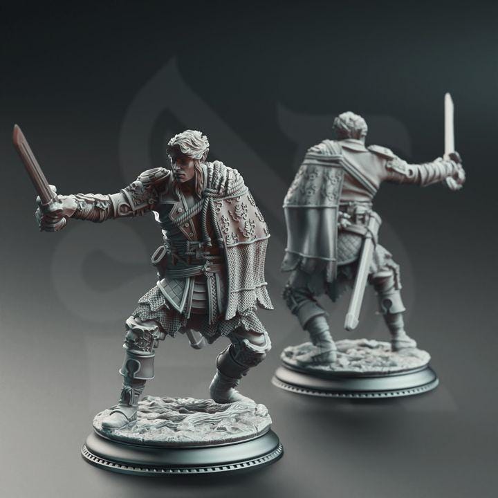 
Half Elf Swashbuckler Dungeons and Dragons 28mm/32mm/35mm Mini RPG Tabletop Miniature DnD Painting Pathfinder 5e DnD Corin of Lamhet - DmS