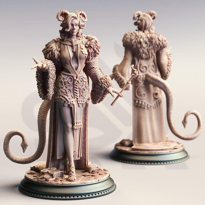 
Female Tiefling Sorceress Dungeons and Dragons Sorceress NPC Mini RPG Tabletop Miniature DnD Painting Pathfinder 5e DnD Madame Octavia - DmS