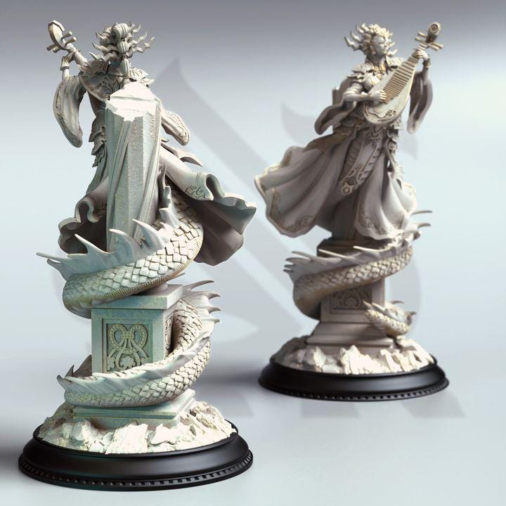 
Medusa Siren Musician Miniature Dungeons and Dragons 28mm/32mm/38mm Mini RPG Tabletop Miniature DnD Pathfinder 5e DnD  Lian She - DmS