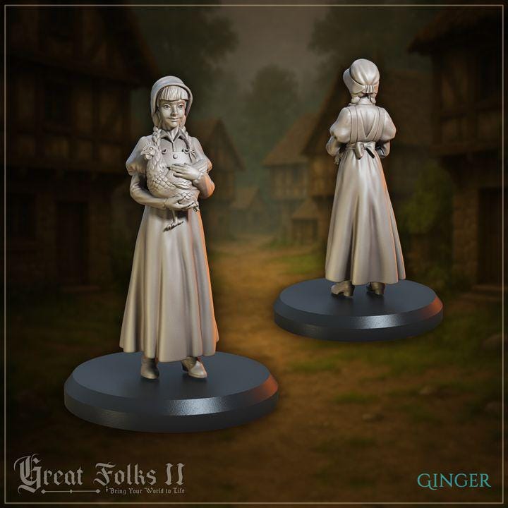 
3pc Countryside Children Miniatures for Dungeons and Dragons 28mm/32mm TTRPG Townsfolk NPCs Miniature Villager Farmers- GG