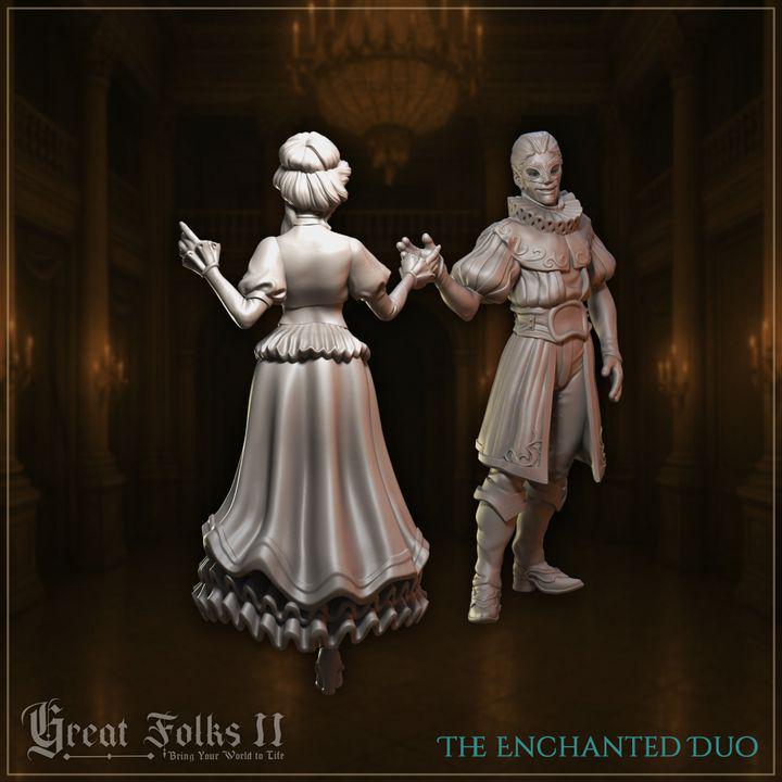 
2pc Townsfolk Dancers The Enchanted Duo DnD Dungeons and Dragons TTRPG Wargame Miniatures 28mm/32mm Townsfolk NPCs  Medieval Villagers - GG