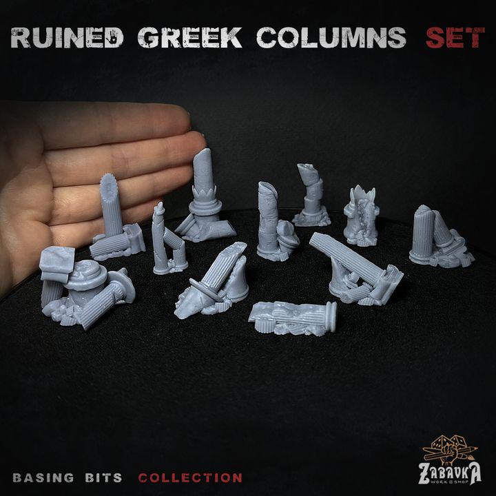 
11pc Ruined Greek columns for Dungeons and Dragons 28mm/32mm Basing Bits DnD Scatter Terrain Scenery D&D TTRPG Mini Basing Material - ZbW
