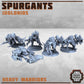 
5pc Spurgants Heavy Warriors, Injured Monsters, DnD, Dungeons and Dragons, TTRPG Miniatures, Creatures, Monster Squad, Aliens