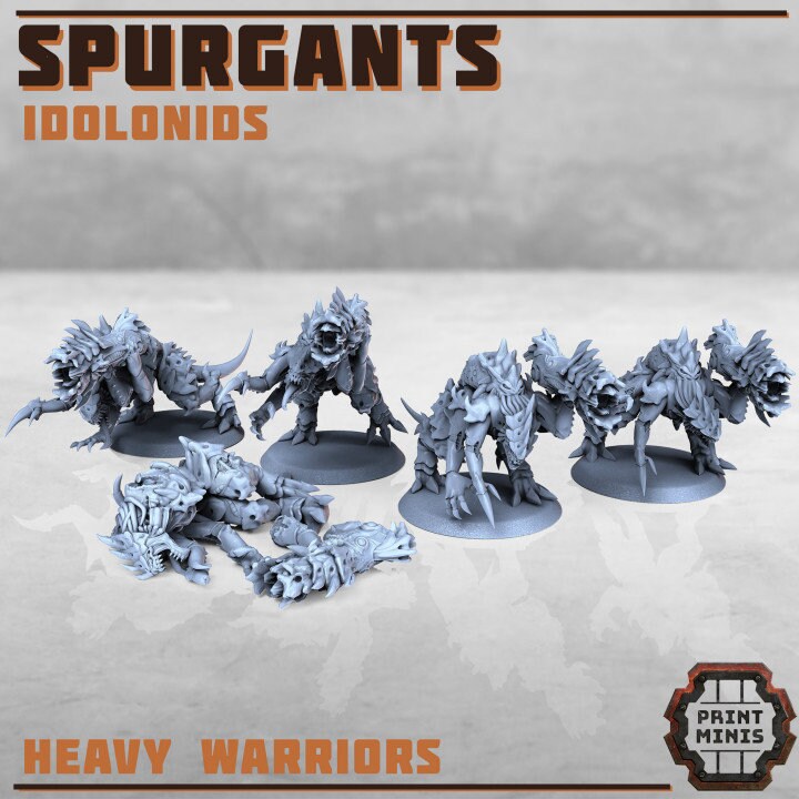
5pc Spurgants Heavy Warriors, Injured Monsters, DnD, Dungeons and Dragons, TTRPG Miniatures, Creatures, Monster Squad, Aliens