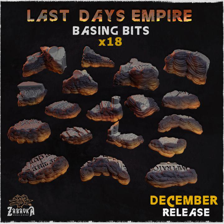 
18pc Last Days Empire basing bits for DnD Dungeons and Dragons 28mm/32mm Stone Miniatures Basing bits and Scenery Scatter piecesZbW