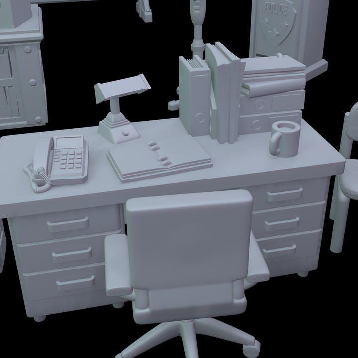 
Police Office Miniature Scatter Terrain Office Furniture DnD Dungeons and Dragons 28mm/32mm TTRPG Sci fi Props RPG Police Station Scenery