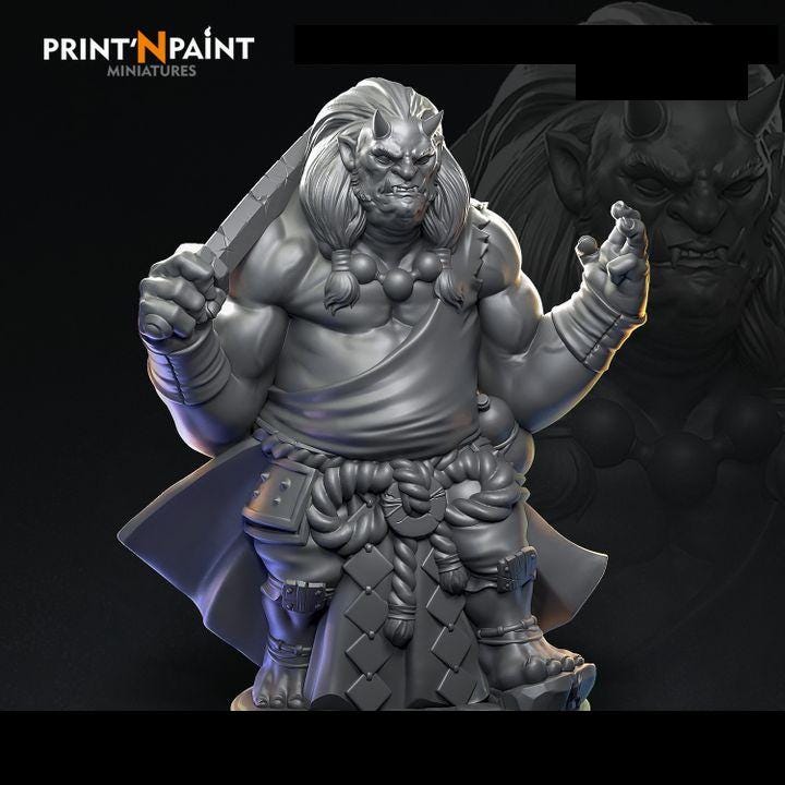
Samurai Oni – Fantasy Demon Warrior Miniature – 28mm 32mm 35mm Scale – Tabletop RPG Figure for DnD & Pathfinder – Gray PLA –PnP