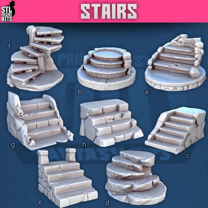 
Stair Miniature(s) for Dungeons and Dragons 28mm/32mm Basing Bits DnD Scatter Terrain Scenery Scatter D&D TTRPG Mini Basing Material - STL