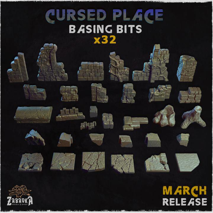 
32pc Cursed Place Basing Bits Brick Wall Ruins for DnD Dungeons and Dragons 28mm/32mm Scatter Scenery and Terrain bits Brick wall ruinsZbW