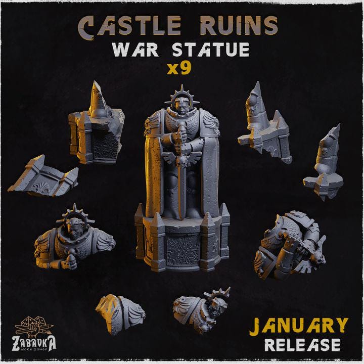 
9 Pc Wargame Statues for DnD Dungeons and