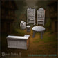 
6pc Tavern Bar Furniture Set Basilisk’s Last Supper Miniatures for Dungeons and Dragons 28mm/32mm TTRPG Mini Furniture - GG