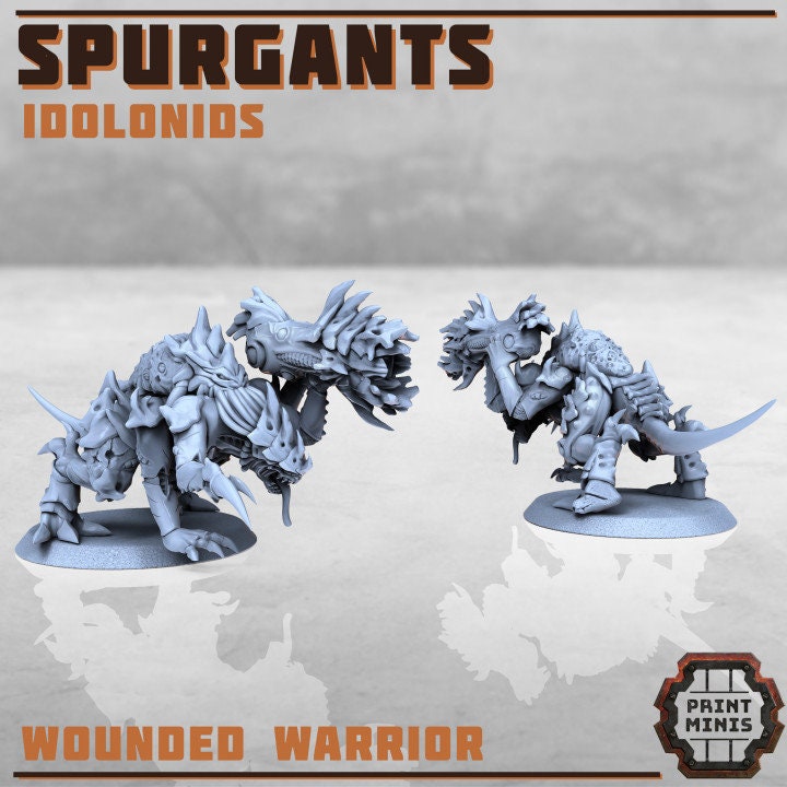 
5pc Spurgants Heavy Warriors, Injured Monsters, DnD, Dungeons and Dragons, TTRPG Miniatures, Creatures, Monster Squad, Aliens