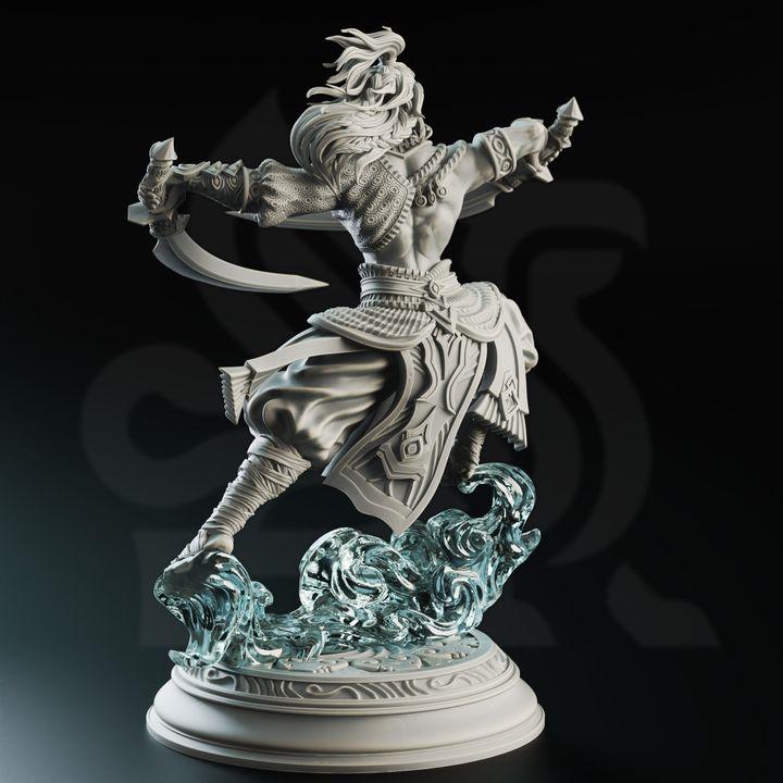 
Air Genasi Sword Dancer Fighter Mini Dungeons and Dragons 28mm/32mm/38mm Mini RPG Tabletop Miniature DnD Painting 5e DnD Hudin - DmS