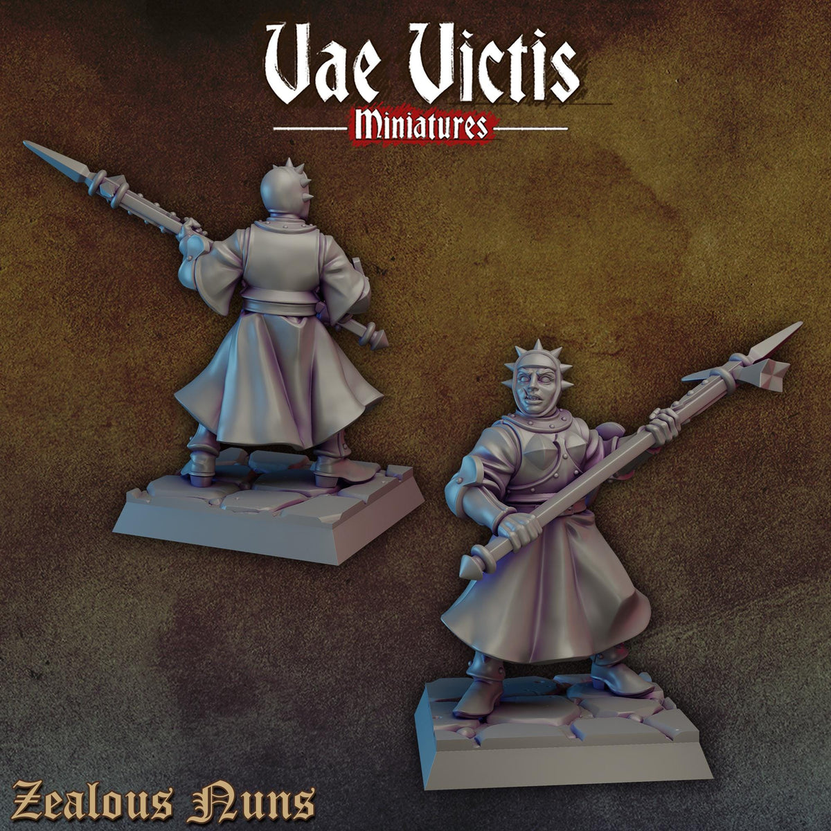 
10pc Zealous Nuns for DnD Dungeons and Dragons 28mm/32mm Scale TTRPG Fantasy Figurine Vol.1 Nun Miniatures Fantasy Warriors Faith Figurines