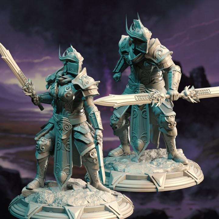 
2pc Elven Vanguard Warrior Miniatures Dungeons and Dragons 28mm/32mm/38mm Mini RPG Tabletop Miniature DnD Painting Pathfinder 5e DnD - DmS