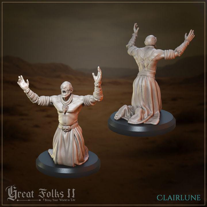 
3pc Cultists Moonlight Rites for Dungeons and Dragons 28mm/32mm TTRPG Townsfolk NPC Miniatures Possessed Demons - GG
