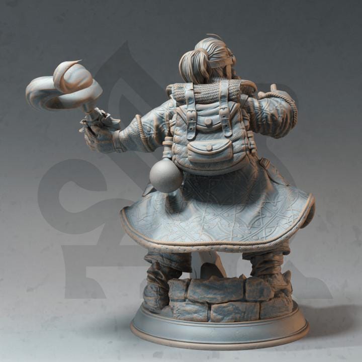 
Dwarven Alchemist DnD Dungeons and Dragons 28mm/32mm TTRPG Fantasy Miniature Dwarf Pathfinder 5e DnD Caster Potion Fantasy Scientist Figure