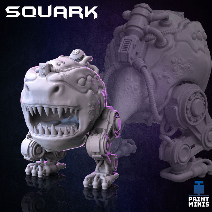 
Bounty Hunter Squark, DnD Creature, Pet, Scifi Miniatures, Robot Miniature, NPC, Cyberpunk, Animal, Alien Miniature